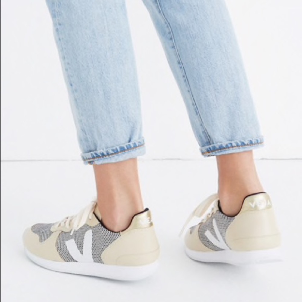Veja Women's Sneakers in Cream and Gold